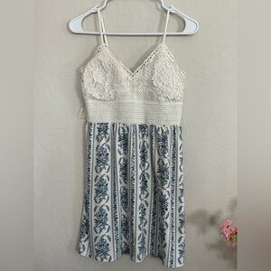 White and Blue Lace Dress